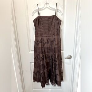 BCBGMaxAzria chocolate brown strapless tea length party dress size large
